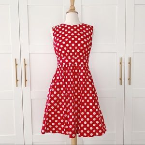 EUC ModCloth Red Polka Dot Dress S